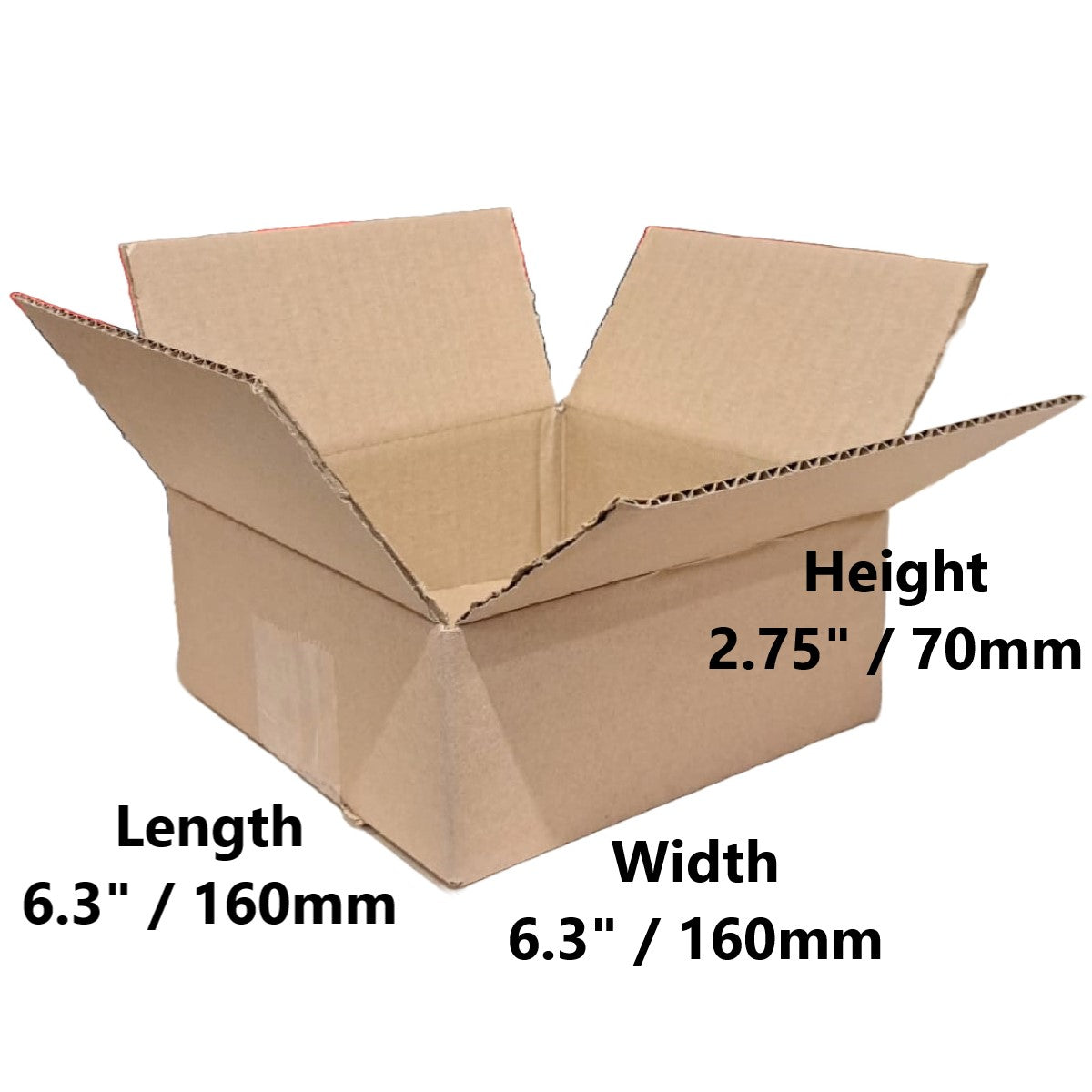 6.3 x 6.3 x 2.75 inch Single Wall Cardboard Boxes (SW-L5)