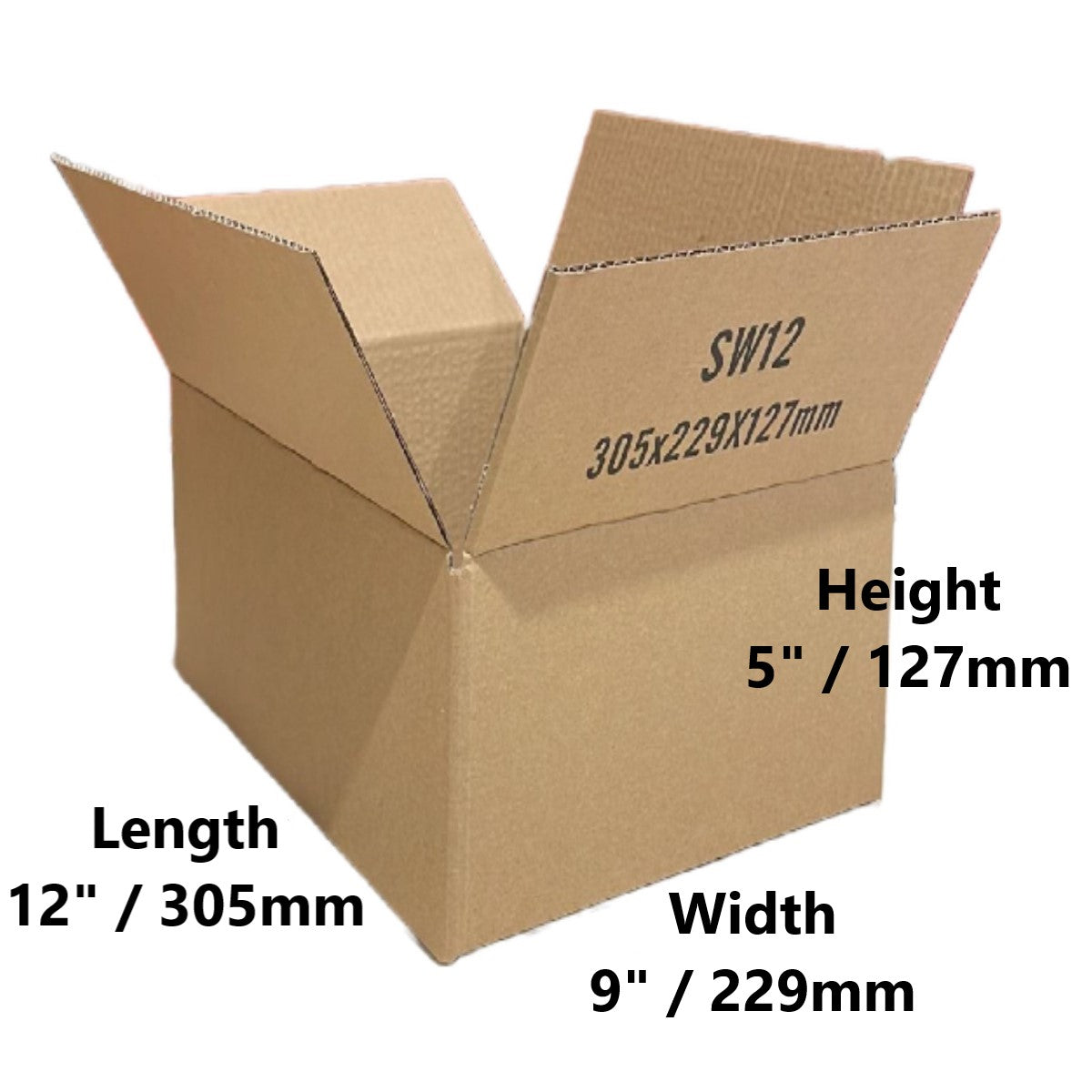 12 x 9 x 5 inch Single Wall Cardboard Boxes (SW12)
