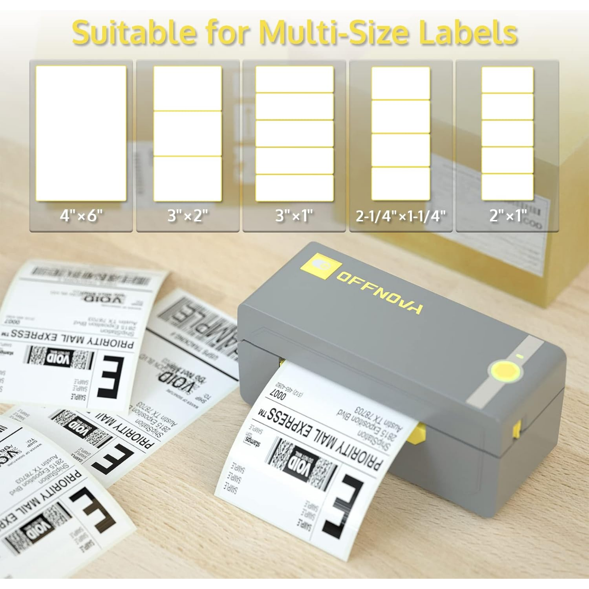 OFFNOVA Bluetooth & USB Thermal Shipping Label Printer