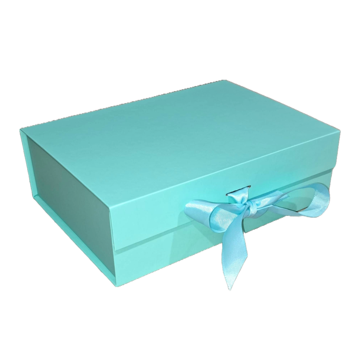 Teal Blue Gift Box With Ribbon 260x190x80mm