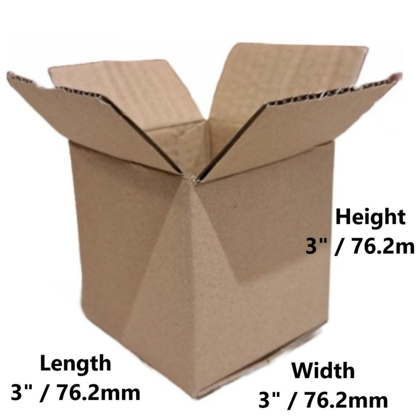 3 X 3 X 3 Inch Single Wall Cardboard Boxes SW1 Crystal Mailing