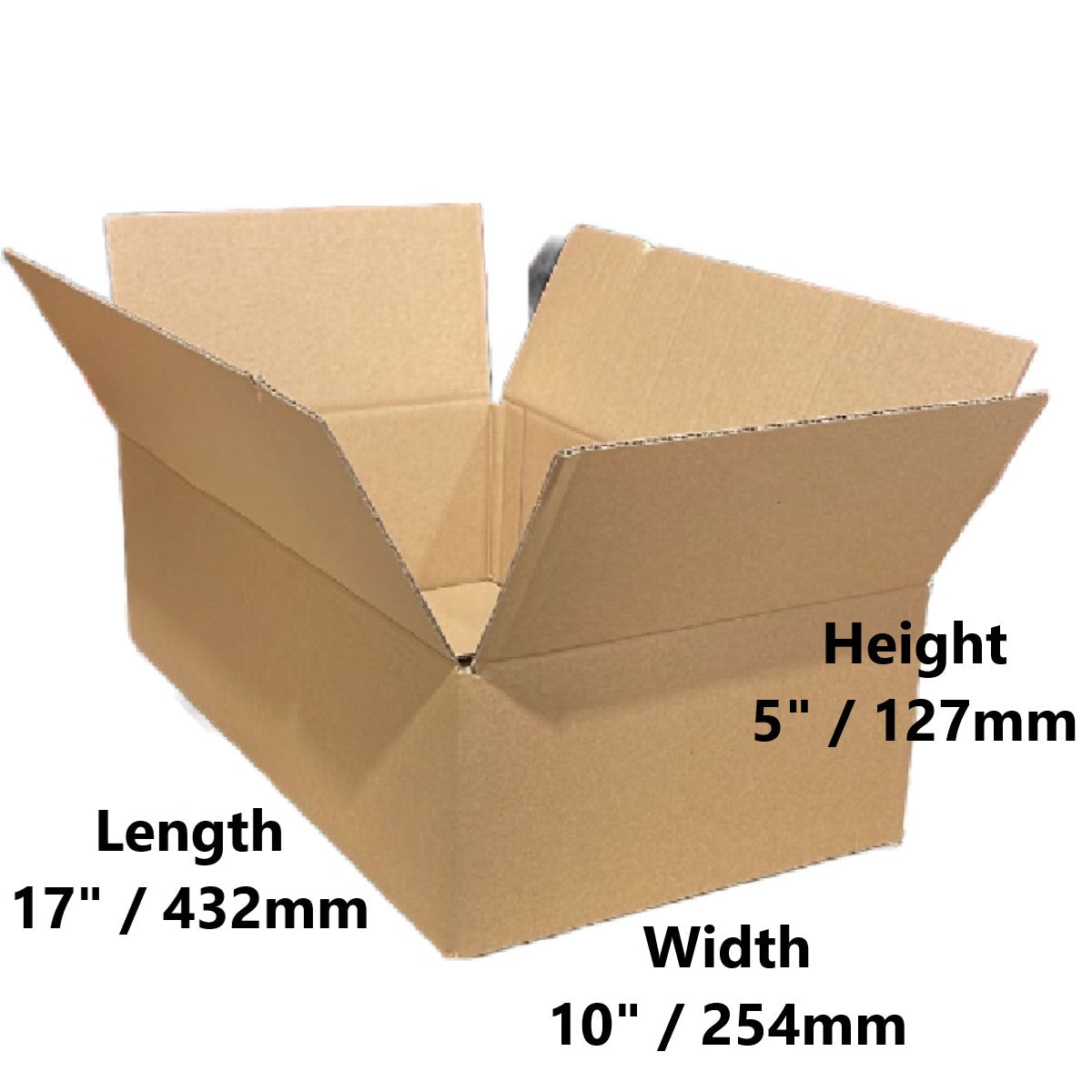 17 x 10 x 5 inch Single Wall Cardboard Boxes (SW18)