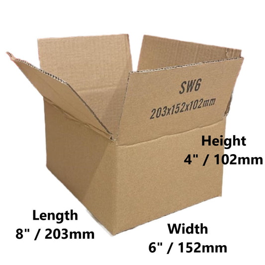 8 x 6 x 4 inch Single Wall Cardboard Boxes (SW6)