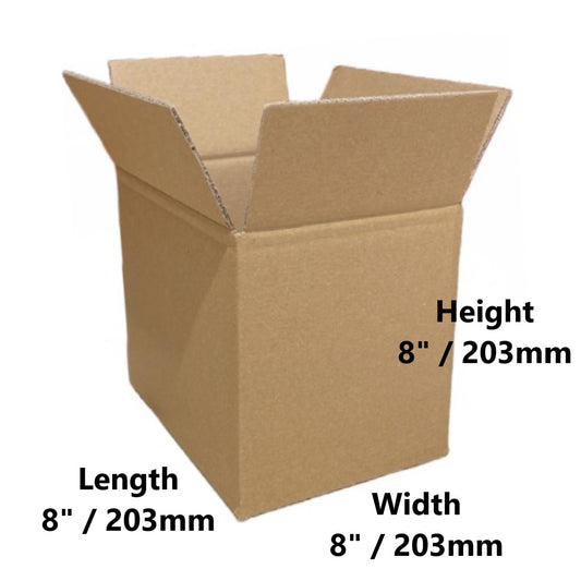 8 x 8 x 8 inch Single Wall Cardboard Boxes (SW8)