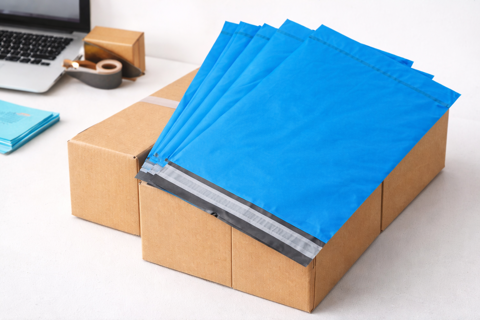 4.5 x 7 inch Blue Poly Mailing  Bags