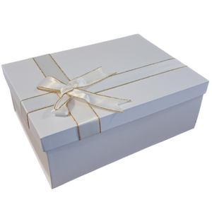 White Rigid Gift Box With Bow 225x160x85mm
