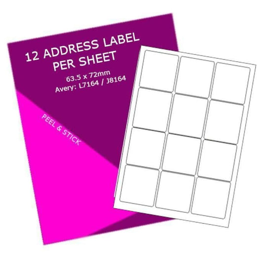 12 address Label Per Sheet